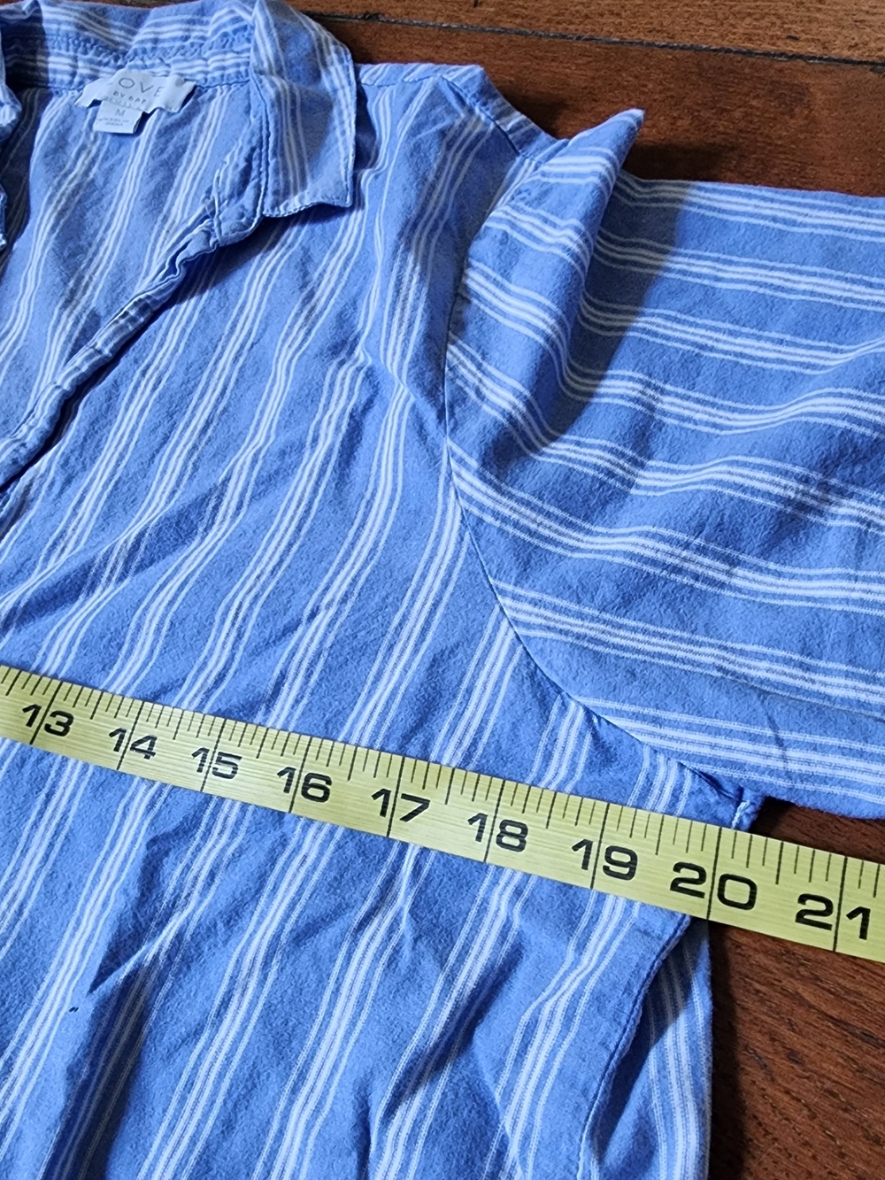 Love By Gap Button-Up Shirt Women M Blue Striped 100% Cotton Casual Relaxed Boxy - Picture 4 of 8